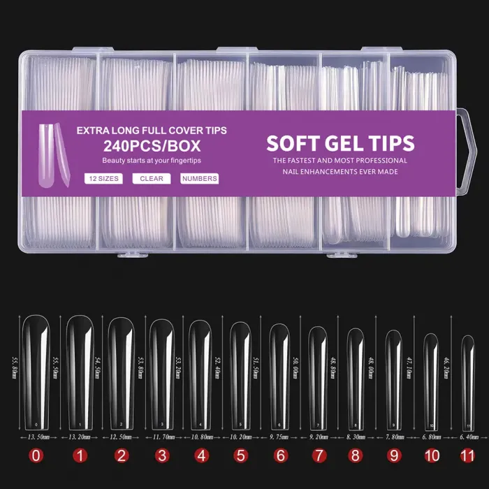 soft-gel-tips-extra-long-deadoratagr-mob-700x700 Soft Gel Tips XL Extra Long Square Full Cover 240 τεμάχια - Image 1
