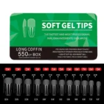 550 Long Coffin Soft Gel Tips 11 Sizes