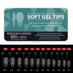 600 Medium Almond Soft Gel Tips 11 Sizes